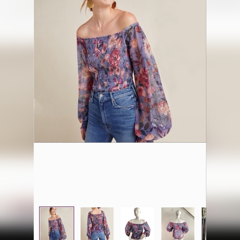 Anthropologie Purple Floral Blouse